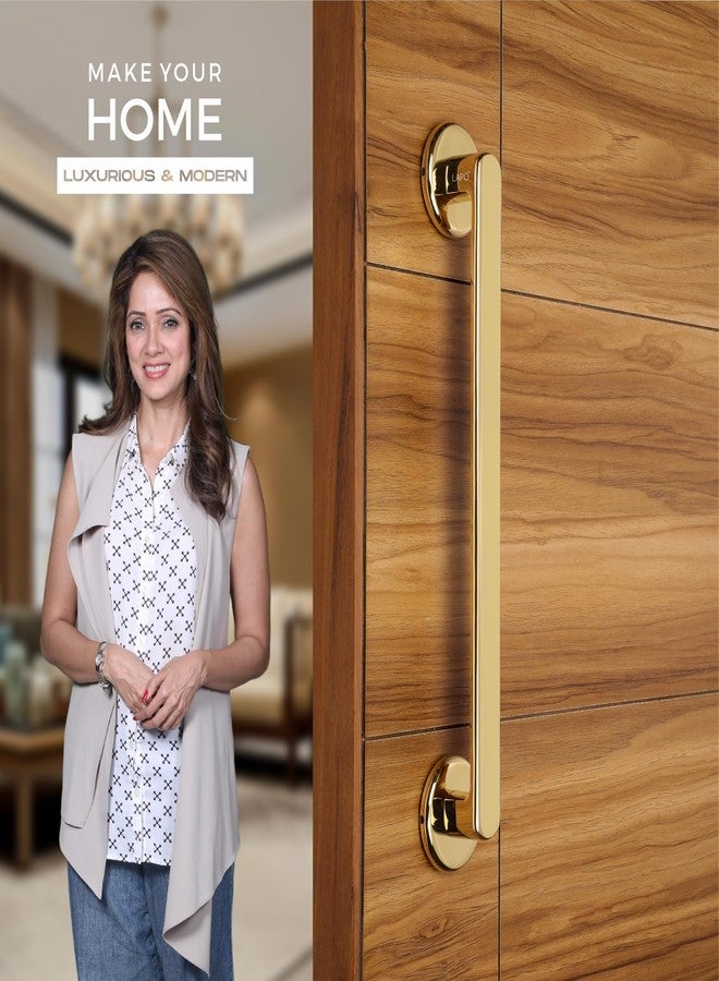 LAPO مقبض باب لابو بولو للباب الرئيسي | مقبض باب رئيسي | مقبض باب | سبيكة زنك (14 بوصة - عبوة من قطعة واحدة) طلاء ذهبي | ضمان 3 سنوات | مقبض سحب - Image 2